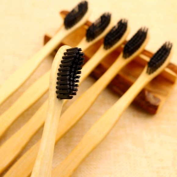 NIB Bamboo environmentally sound manual toothbrush pack of 5 - Picture 2 of 5